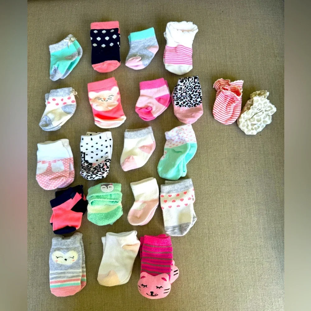 Baby Socks 19 Pairs, Mittens x 2